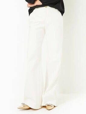 NWT Lilly Pulitzer Colletti Dress Work Pants Coconut White Trousers Wide Leg 4
